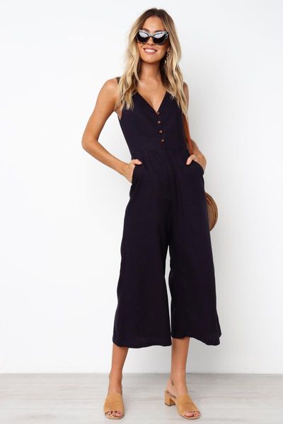 women's jumpsuits & rompers summer fashion style commuter v-neck backless vest jumpsuit, Black;white
women's jumpsuits & rompers summer fashion style commuter v-neck backless vest jumpsuit, Black;white
