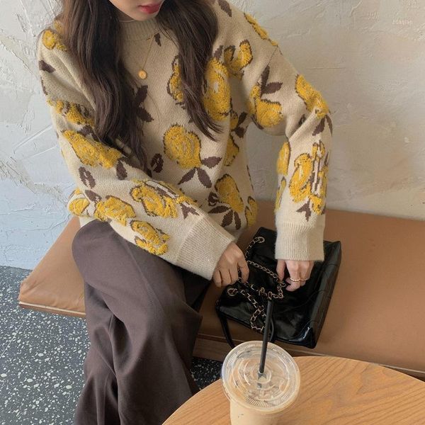 women's sweaters vintage flower women o neck korean 2021 warm winter pullovers loose autumn ins fashion pull femme hiver pdg1922, White;black
women's sweaters vintage flower women o neck korean 2021 warm winter pullovers loose autumn ins fashion pull femme hiver pdg1922, White;black