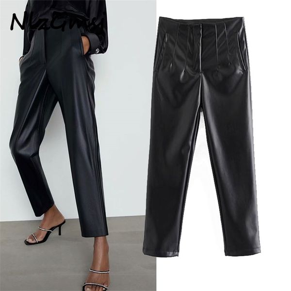 pant women faux leather visible seam detail pants vintage high waist side zipper female ankle trouser streetwear 210628, Black;white
pant women faux leather visible seam detail pants vintage high waist side zipper female ankle trouser streetwear 210628, Black;white