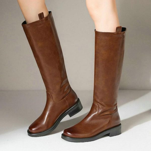 boots 2021 women knee high faux leather quality fall winter comfortable low square heel round toe women's, Black
boots 2021 women knee high faux leather quality fall winter comfortable low square heel round toe women's, Black