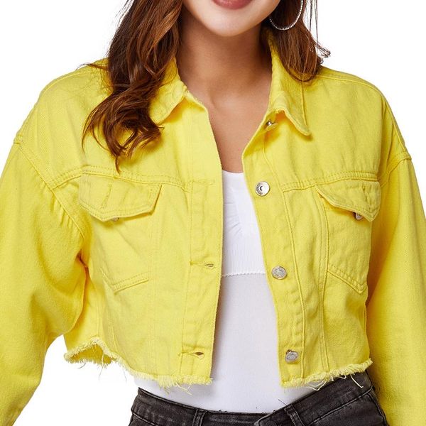 women's jackets yellow casual coat women loose short denim jacket vintage lady lapel pockets single breasted draped jean female cool, Black;brown
women's jackets yellow casual coat women loose short denim jacket vintage lady lapel pockets single breasted draped jean female cool, Black;brown