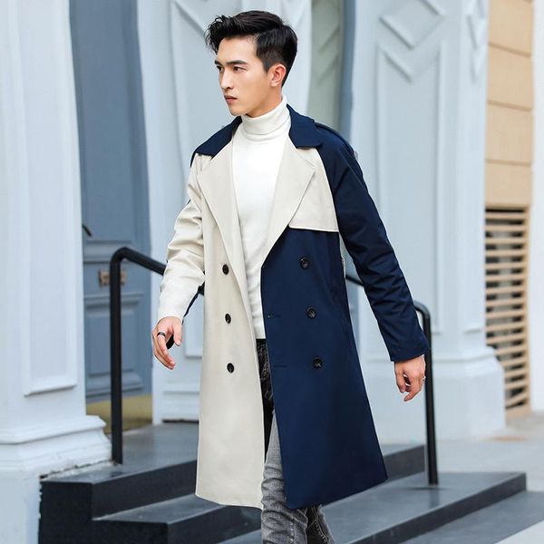 men's trench coats autumn windbreaker fashion double breasted long jacket for men streetwear contrast stitching male abrigo hombre coat, Tan;black
men's trench coats autumn windbreaker fashion double breasted long jacket for men streetwear contrast stitching male abrigo hombre coat, Tan;black