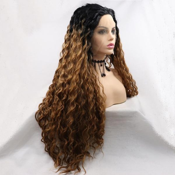 synthetic wigs melody blonde brown long curly wig with black root lace front soft wavy cici hair replacement for women 24"
synthetic wigs melody blonde brown long curly wig with black root lace front soft wavy cici hair replacement for women 24"