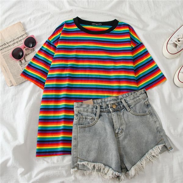 sweet rainbow girl stripe summer minimalist t-shirt short sleeve women's fly couple's clothes 2021. #6651 rhth, White
sweet rainbow girl stripe summer minimalist t-shirt short sleeve women's fly couple's clothes 2021. #6651 rhth, White