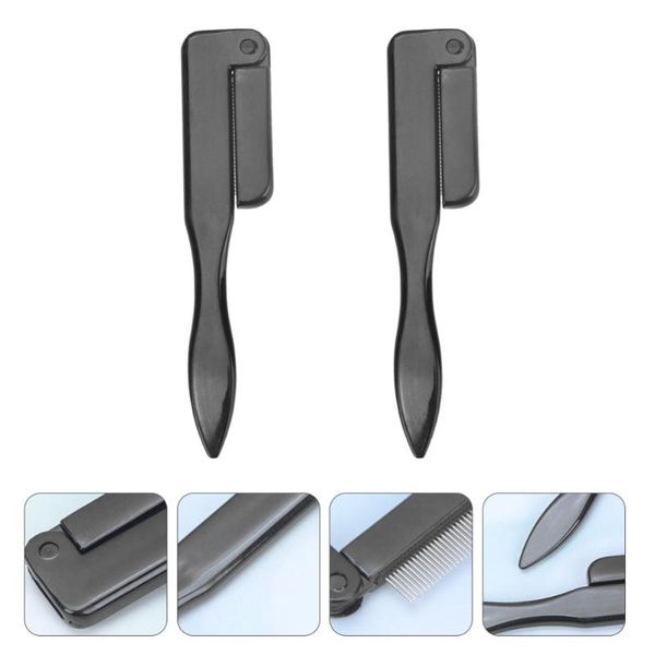 hair brushes 2pcs folding eyelash combs stainless steel, Silver 
hair brushes 2pcs folding eyelash combs stainless steel, Silver