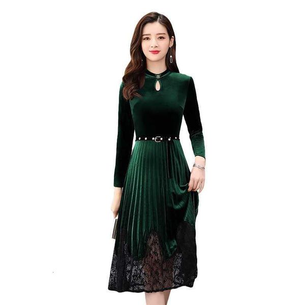 vintage sleeve-neck long sleeve in ladies'golden velvet new 2021 midi spring lace seams plied dress line to d62 n7q5, Black;gray
vintage sleeve-neck long sleeve in ladies'golden velvet new 2021 midi spring lace seams plied dress line to d62 n7q5, Black;gray
