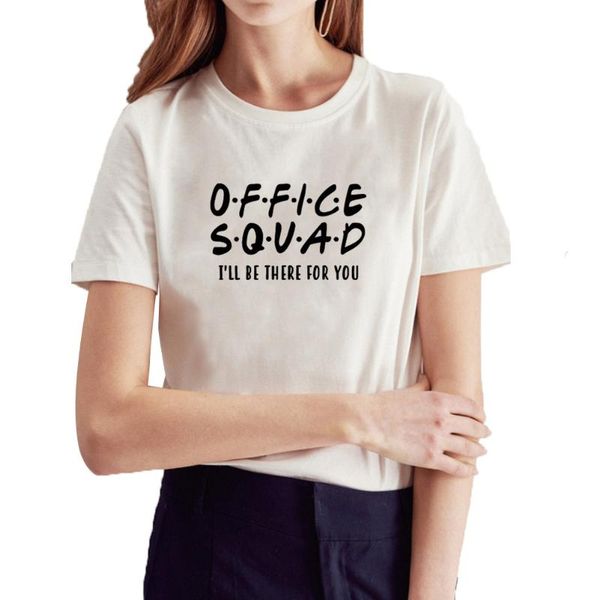 women's t-shirt office squad printed short sleeve t shirts for women black cotton tee shirt femme o-neck loose tshirt drop, White
women's t-shirt office squad printed short sleeve t shirts for women black cotton tee shirt femme o-neck loose tshirt drop, White