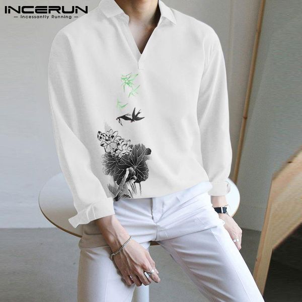 men's casual shirts incerun men shirt flower printed streetwear turn down collar long sleeve retro 2021 leisure camisa masculina s-5xl, White;black
men's casual shirts incerun men shirt flower printed streetwear turn down collar long sleeve retro 2021 leisure camisa masculina s-5xl, White;black