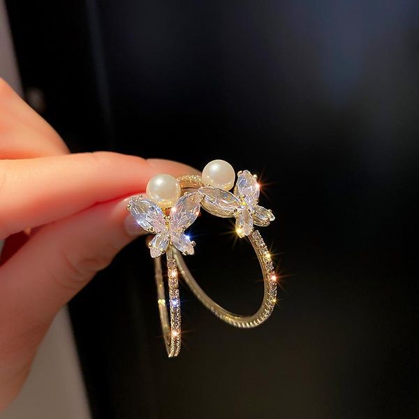 hoop & huggie 2022 big circle round butterfly pearl earrings for women's fashion statement zircon luxury party jewelry, Golden;silver
hoop & huggie 2022 big circle round butterfly pearl earrings for women's fashion statement zircon luxury party jewelry, Golden;silver