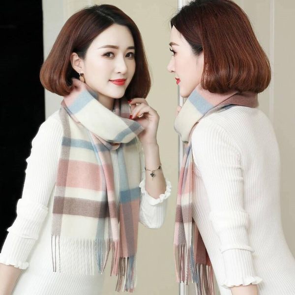 scarves women's warm wool scarf in autumn and winter. korean plaid scarf. thickened high grade dual purpose student shawl, Blue;gray
scarves women's warm wool scarf in autumn and winter. korean plaid scarf. thickened high grade dual purpose student shawl, Blue;gray