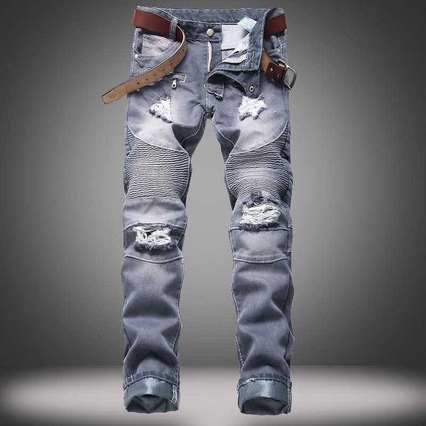 men's jeans autumn spring skateboard ripped street hip hop stretch bike trendy holes straight denim trouers fb3g s0a4, Blue
men's jeans autumn spring skateboard ripped street hip hop stretch bike trendy holes straight denim trouers fb3g s0a4, Blue