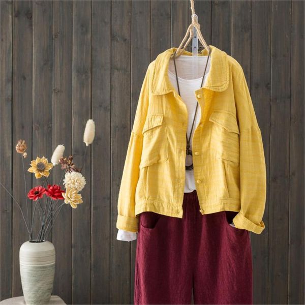 women's jackets solid yellow women jacket spring loose cotton linen outwear casual long sleeved double pockets cardigans all-match coat, Black;brown
women's jackets solid yellow women jacket spring loose cotton linen outwear casual long sleeved double pockets cardigans all-match coat, Black;brown
