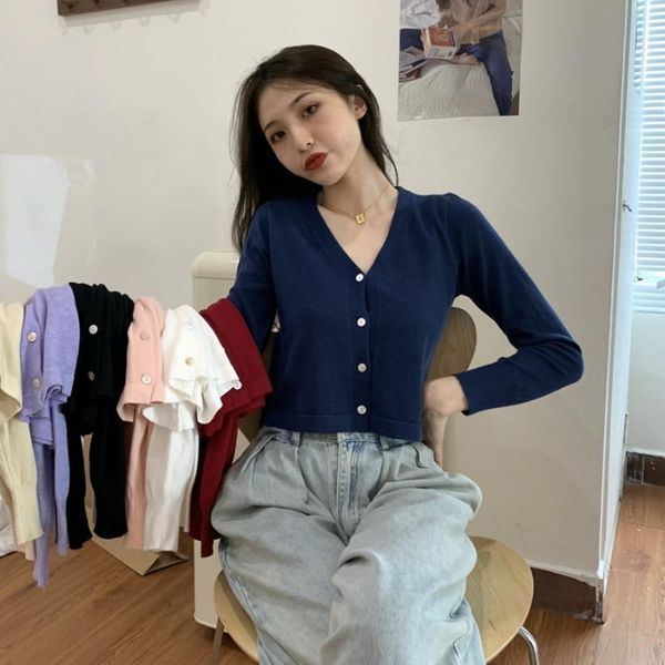 women's knits & tees korean style elegant v-neck versatile long sleeve slimming scheming short knitwear 2021 cardigan thin outerwear, White
women's knits & tees korean style elegant v-neck versatile long sleeve slimming scheming short knitwear 2021 cardigan thin outerwear, White