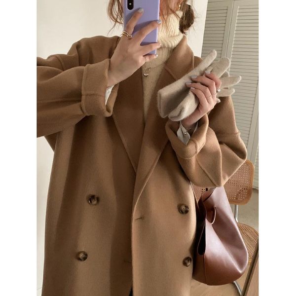women's wool & blends autumn and winter double row button suit collar korean version woolen coat small medium long cotton thickened, Black
women's wool & blends autumn and winter double row button suit collar korean version woolen coat small medium long cotton thickened, Black