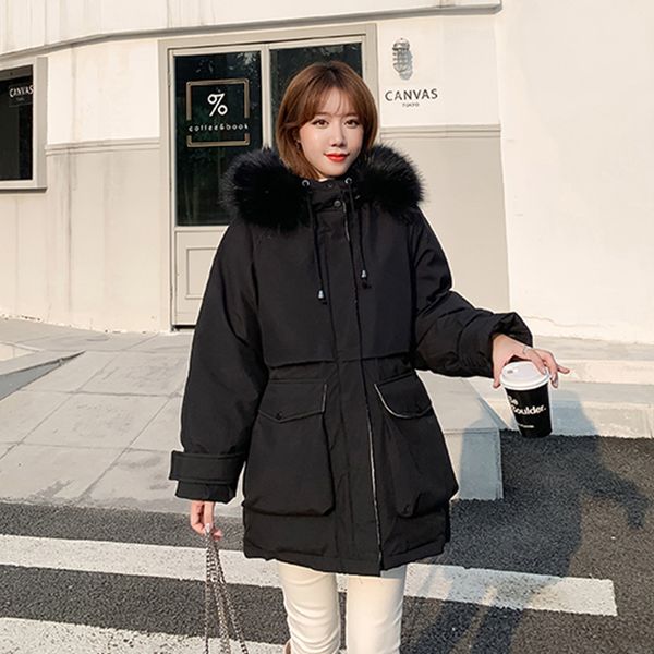 2021 new women's korean style parkas solid hooded with fur sleeve big pockets ladies long winter jacket outwear for female 90b8, Black
2021 new women's korean style parkas solid hooded with fur sleeve big pockets ladies long winter jacket outwear for female 90b8, Black