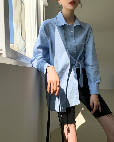 new spring 2021 designer korean shirt long sleeve for women fashion blue button lace up black blouse clothing clyn, White
new spring 2021 designer korean shirt long sleeve for women fashion blue button lace up black blouse clothing clyn, White