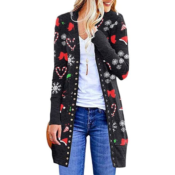 women's jackets long open front cardigans coat 2021 fashion casual button sleeve plus loose drape christmas print outerwear femme, Black;brown
women's jackets long open front cardigans coat 2021 fashion casual button sleeve plus loose drape christmas print outerwear femme, Black;brown