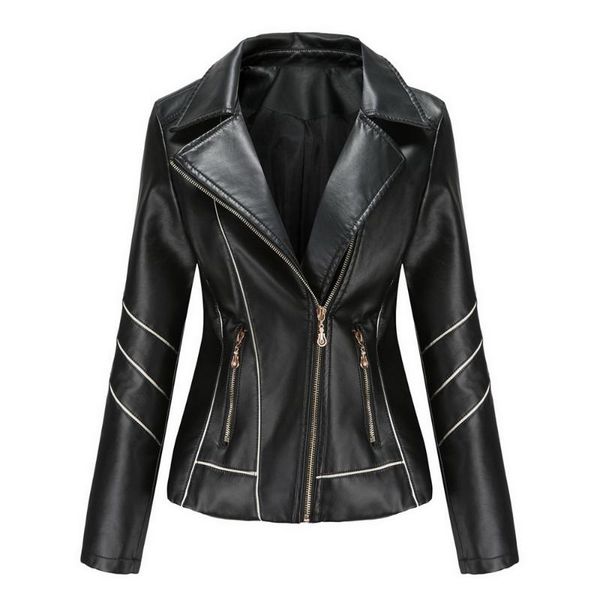 women's leather & faux 2021 spring autumn pu jackets women stripe outerwear pocket zipper coat slim biker jacket red black womens cloth
women's leather & faux 2021 spring autumn pu jackets women stripe outerwear pocket zipper coat slim biker jacket red black womens cloth