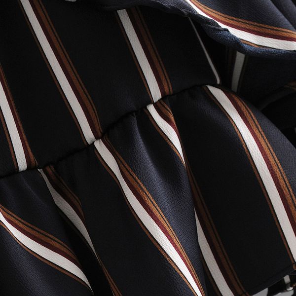 spring women casual printed striped a line mini dress cascading ruffle v neck dress female high waist dress, Black;gray
spring women casual printed striped a line mini dress cascading ruffle v neck dress female high waist dress, Black;gray