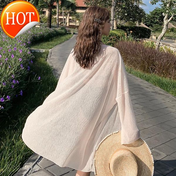 summer new bali seaside resort light weight pleated chiffon cardigan women's medium length thin loose sunscreen, White
summer new bali seaside resort light weight pleated chiffon cardigan women's medium length thin loose sunscreen, White