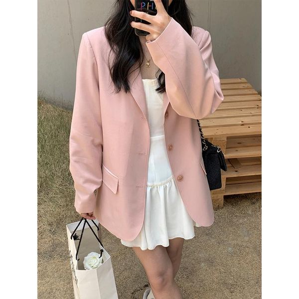 women's suits & blazers temperament pink suit coat korean version loose hanging feeling thin long sleeve shoulder pad, White;black
women's suits & blazers temperament pink suit coat korean version loose hanging feeling thin long sleeve shoulder pad, White;black