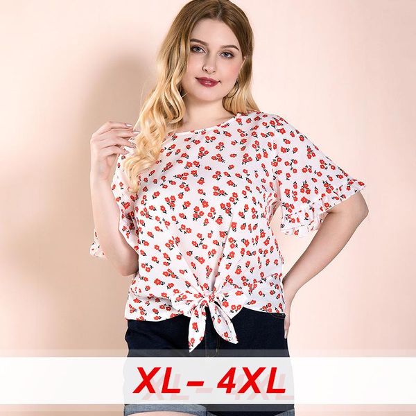 women's blouses & shirts summer idyllic flower printed short flare sleeve women bowknot loose casual plus size floral print ladies shir, White
women's blouses & shirts summer idyllic flower printed short flare sleeve women bowknot loose casual plus size floral print ladies shir, White