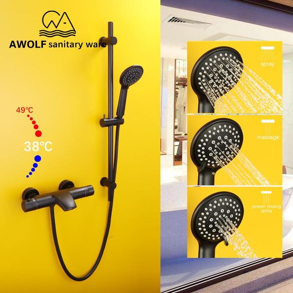 luxury thermostatic shower set smart bathtub faucet with sliding bar wall mounted mixer tap system bathroom sprayer black ah3013
luxury thermostatic shower set smart bathtub faucet with sliding bar wall mounted mixer tap system bathroom sprayer black ah3013