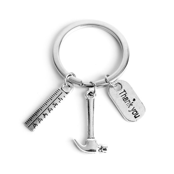 hanchang fashion jewelry work tools ruler hammer thank you letter tag metal keychain charm keyring men women fathers day gift, Silver
hanchang fashion jewelry work tools ruler hammer thank you letter tag metal keychain charm keyring men women fathers day gift, Silver