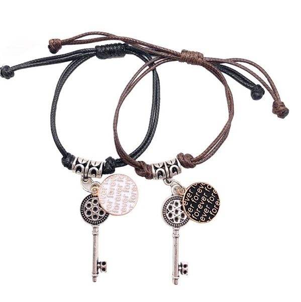charm bracelets 2 pcs/lot, arrival couple bracelet alloy key circle handmade jewelry rope lovers gifts for women, Golden;silver
charm bracelets 2 pcs/lot, arrival couple bracelet alloy key circle handmade jewelry rope lovers gifts for women, Golden;silver