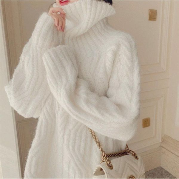 women's sweaters women 2022 autumn winter turtleneck sweater pullovers female long sleeve oversized knitted elegant jumpers ladies i163, White;black
women's sweaters women 2022 autumn winter turtleneck sweater pullovers female long sleeve oversized knitted elegant jumpers ladies i163, White;black