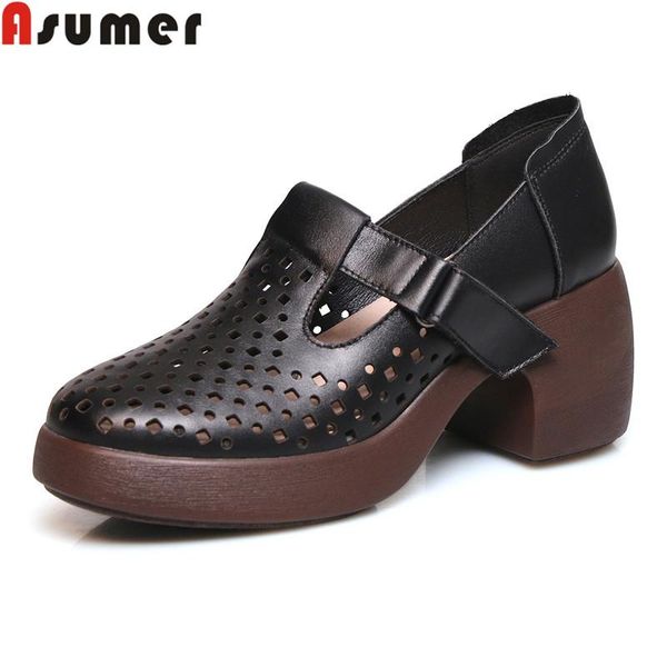 asumer 2021 new genuine leather shoes women round toe buckle thick high heels shoes hollowing out vintage style platform, Black
asumer 2021 new genuine leather shoes women round toe buckle thick high heels shoes hollowing out vintage style platform, Black