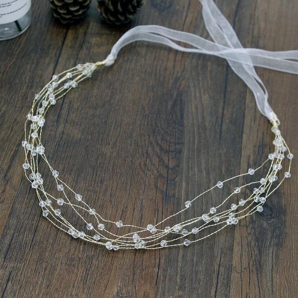 hair clips & barrettes beautiful bridal wedding accessories beading multi-layer crystal band, Golden;silver