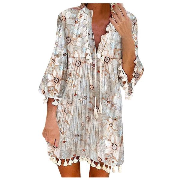 casual dresses women fashion three-quarter sleeve boho dress lace tassel v-neck mini woman 2021 spring summer robe femme vestidos, Black;gray
casual dresses women fashion three-quarter sleeve boho dress lace tassel v-neck mini woman 2021 spring summer robe femme vestidos, Black;gray