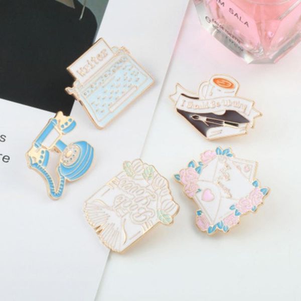 pins, brooches creative enamel pins flower envelope letter telephone coffee cup book badge vintage lapel jewelry gifts for writer, Gray
pins, brooches creative enamel pins flower envelope letter telephone coffee cup book badge vintage lapel jewelry gifts for writer, Gray