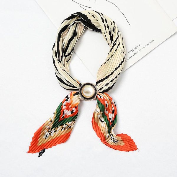 scarves solid color small bandana women silk crinkle scarf pleated neckwear pearl buckle, Blue;gray
scarves solid color small bandana women silk crinkle scarf pleated neckwear pearl buckle, Blue;gray