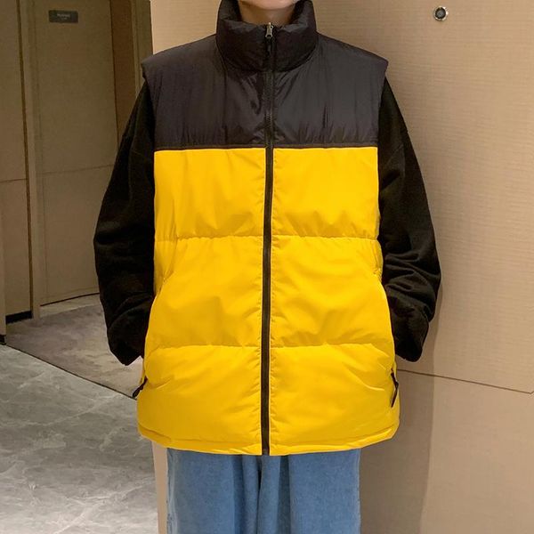 men's vests 2021 fashion streetwear stand collar sleeveless vest men winter warm thick korean patchwork couple waistcoat 3xl, Black;white
men's vests 2021 fashion streetwear stand collar sleeveless vest men winter warm thick korean patchwork couple waistcoat 3xl, Black;white
