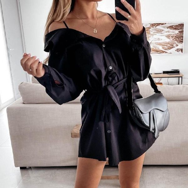 casual dresses sling shirt off shoulder dress sash single-breasted ol women fashion halter solid color loose long sleeves, Black;gray
casual dresses sling shirt off shoulder dress sash single-breasted ol women fashion halter solid color loose long sleeves, Black;gray