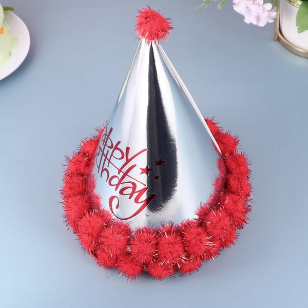 party hats 5pcs red cone shape pompon shiny paper birthday letter printing design hat decorations
party hats 5pcs red cone shape pompon shiny paper birthday letter printing design hat decorations
