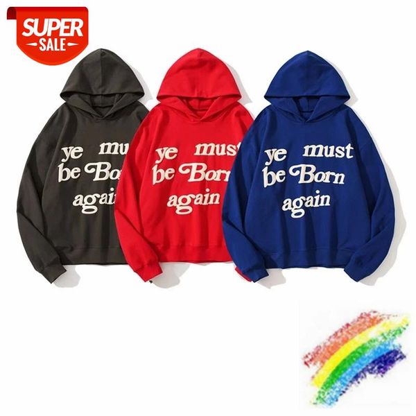 kanye west ye must be born again hoodie men women foaming printing embroidery sweatshirts hooded #h647, Black 
kanye west ye must be born again hoodie men women foaming printing embroidery sweatshirts hooded #h647, Black