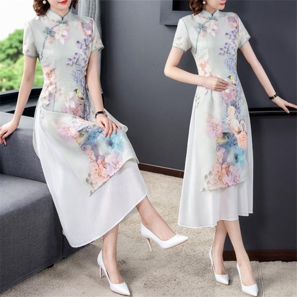ethnic clothing 2021 vietnam traditional style ao dai vintage floral chiffon cheongsam short sleeve retro chinese qi pao wedding evening dre, Red
ethnic clothing 2021 vietnam traditional style ao dai vintage floral chiffon cheongsam short sleeve retro chinese qi pao wedding evening dre, Red