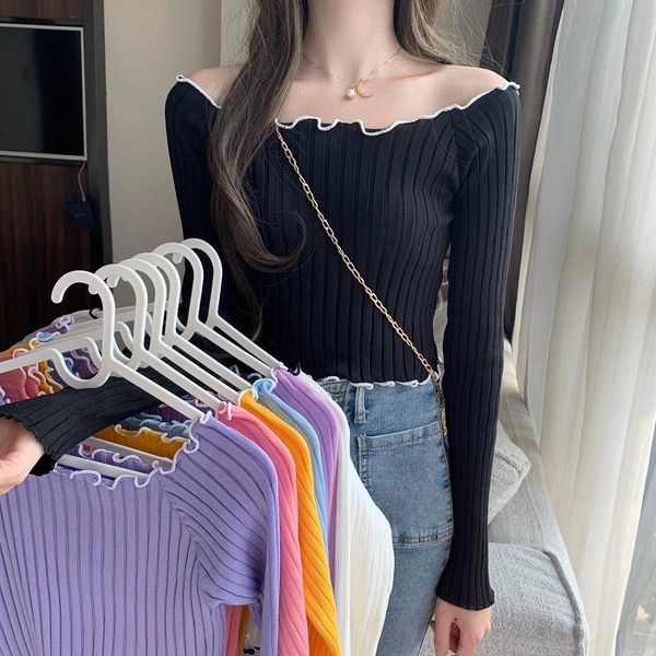 women's sweaters women ruched slash neck sweater pullover girls knitting off-shoulder stretchy pullovers female jumper, White;black
women's sweaters women ruched slash neck sweater pullover girls knitting off-shoulder stretchy pullovers female jumper, White;black