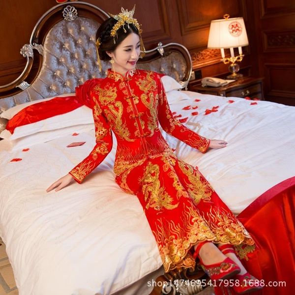 ethnic clothing red bride traditional chinese wedding dress embroidery phoenix cheongsam fashion vestido oriental style dresses china qipao
ethnic clothing red bride traditional chinese wedding dress embroidery phoenix cheongsam fashion vestido oriental style dresses china qipao