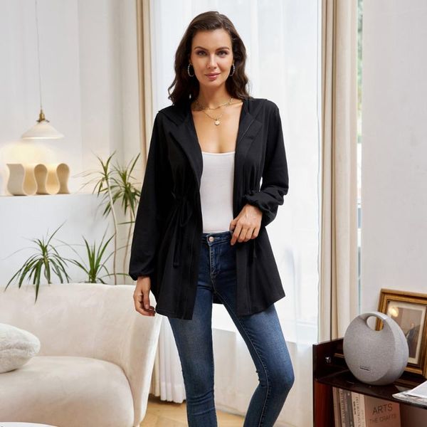 women's jackets winter women drawstring waist hoodies thick long sleeve curved hem zip-up coat clothing outwear coats, Black;brown
women's jackets winter women drawstring waist hoodies thick long sleeve curved hem zip-up coat clothing outwear coats, Black;brown