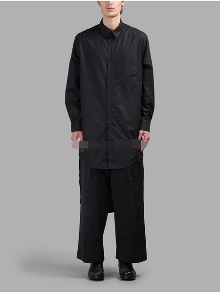 men's casual shirts asymmetric black front short and back long design personality simple classic loose large shirt, White;black
men's casual shirts asymmetric black front short and back long design personality simple classic loose large shirt, White;black
