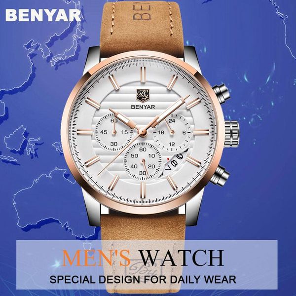 wristwatches benyar sport watches for men chronograph man watch military quartz clocks luminous relogio masculino 2021, Slivery;brown
wristwatches benyar sport watches for men chronograph man watch military quartz clocks luminous relogio masculino 2021, Slivery;brown