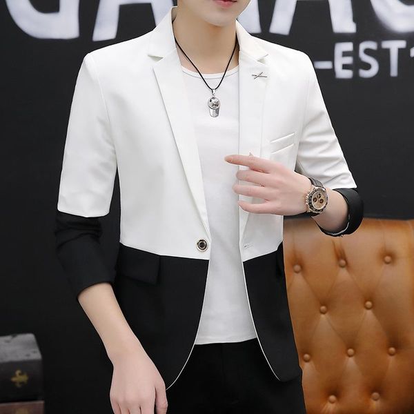 men's suits & blazers 2022 autumn wear casual dual-color patchwork blazer youth slim fit trendy, White;black
men's suits & blazers 2022 autumn wear casual dual-color patchwork blazer youth slim fit trendy, White;black