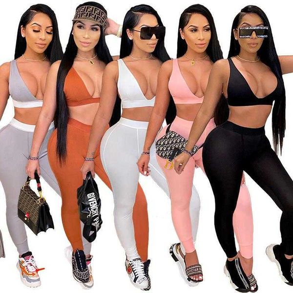 designer 2021 tracksuits sportswear tight solid vest casual two piece set women sports jogging suits womens sets, Gray
designer 2021 tracksuits sportswear tight solid vest casual two piece set women sports jogging suits womens sets, Gray