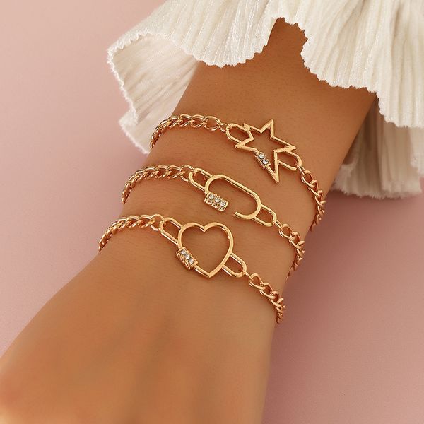 bz1295 fashion simple personality geometric metal hand decoration female love five pointed star bracelet, Silver
bz1295 fashion simple personality geometric metal hand decoration female love five pointed star bracelet, Silver