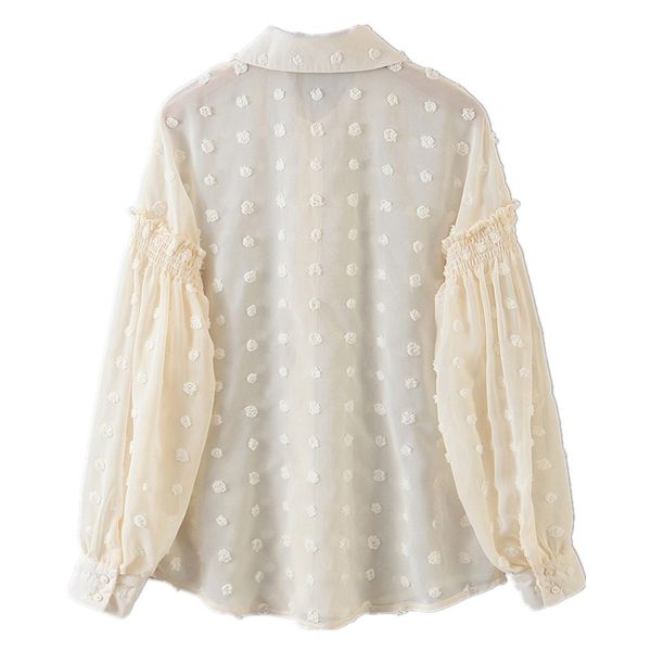 Romantic See through 3D Dot Chiffon Shirt Beige Retro 2021 Woman Stitching Elastic Lantern Long sleeve Blouse Sweet Tops Blousas, White
Romantic See through 3D Dot Chiffon Shirt Beige Retro 2021 Woman Stitching Elastic Lantern Long sleeve Blouse Sweet Tops Blousas, White
