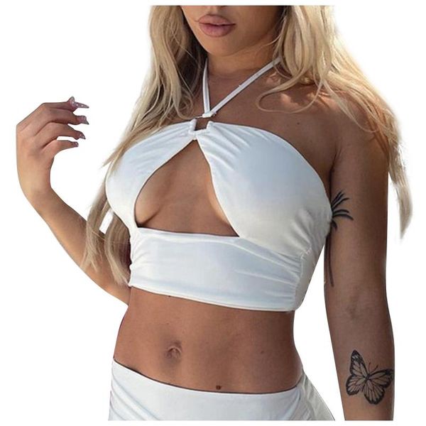 women's tanks & camis fashion womens hollow out irregular back hanging neck sling belt skeleton backless wrap bra top, White
women's tanks & camis fashion womens hollow out irregular back hanging neck sling belt skeleton backless wrap bra top, White